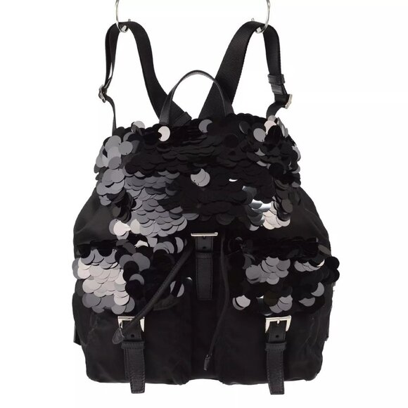 Prada Black Sequins Nylon Backpack authentic - Picture 2 of 8